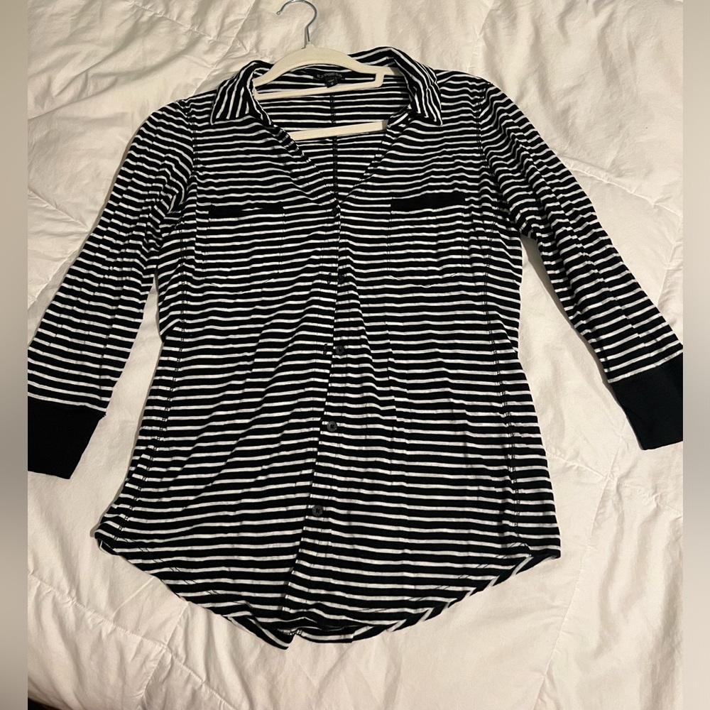Express Portifino Style Button up striped shirt